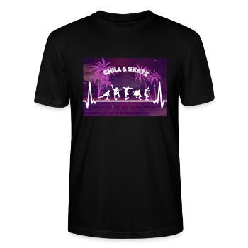 Skateboard mit einem Herzschlag - Stanley/Stella Unisex Bio-T-Shirt CRAFTER - Schwarz - Vorne - Alina (178cm) & Michal (187cm)