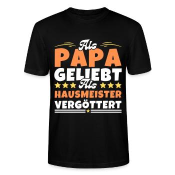Als Papa geliebt, als Hausmeister vergöttert - Stanley/Stella Unisex Bio-T-Shirt CRAFTER - Schwarz - Vorne - Alina (178cm) & Michal (187cm)