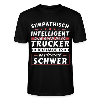 Ich habe 2 Titel Papa undIch habe 2 Titel Papa und - Stanley/Stella Unisex Bio-T-Shirt CRAFTER - Schwarz - Vorne - Alina (178cm) & Michal (187cm)
