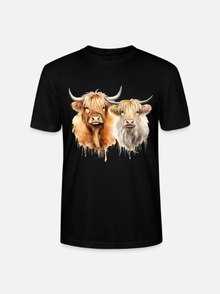 Personalized Scottish Highland Cows Gift - Stanley/Stella CRAFTER Unisex Organic T-Shirt - black