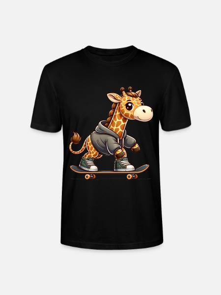 Cute Skater Giraffe - Stanley/Stella CRAFTER Unisex Organic T-Shirt - black