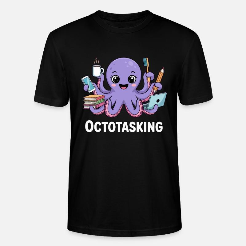 Octotasking Krake im Multitasking Modus - Stanley/Stella Unisex Bio-T-Shirt CRAFTER - Schwarz