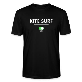 kite surf. cadeau kitesurf kite - T-shirt bio CRAFTER Stanley Stella Unisexe - noir - Devant - Alina (178cm) & Michal (187cm)