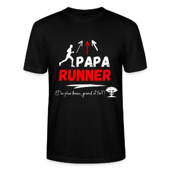 Papa runner, beau, grand, fort / Cadeau - T-shirt bio CRAFTER Stanley Stella Unisexe - noir - Devant - Alina (178cm) & Michal (187cm)