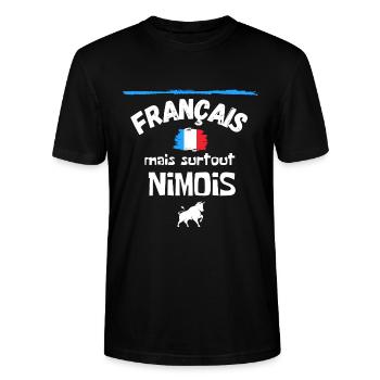 Français mais surtout Nîmois / Nîmes - T-shirt bio CRAFTER Stanley Stella Unisexe - noir - Devant - Alina (178cm) & Michal (187cm)