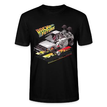 Retour Vers Le Futur Time Machine DeLorean - T-shirt bio CRAFTER Stanley Stella Unisexe - noir - Devant - Alina (178cm) & Michal (187cm)