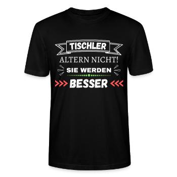 Tischler altern nicht! Sie werden besser - Stanley/Stella Unisex Bio-T-Shirt CRAFTER - Schwarz - Vorne - Alina (178cm) & Michal (187cm)