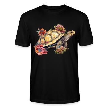 Jolie tortue - T-shirt bio CRAFTER Stanley Stella Unisexe - noir - Devant - Alina (178cm) & Michal (187cm)