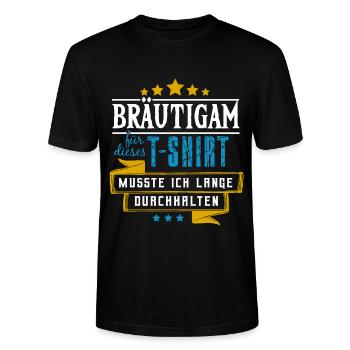 Bräutigam durchhalten Junggesellenabschied JGA - Stanley/Stella Unisex Bio-T-Shirt CRAFTER - Schwarz - Vorne - Alina (178cm) & Michal (187cm)