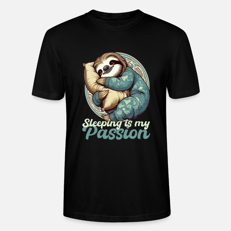 Sloth Sleeping Passion Gift - Stanley/Stella CRAFTER Unisex Organic T-Shirt - black