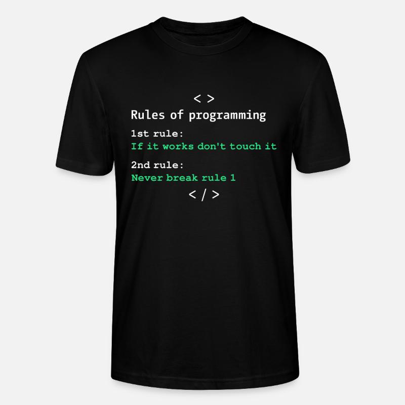 Règles de programmation - T-shirt bio CRAFTER Stanley Stella Unisexe - noir