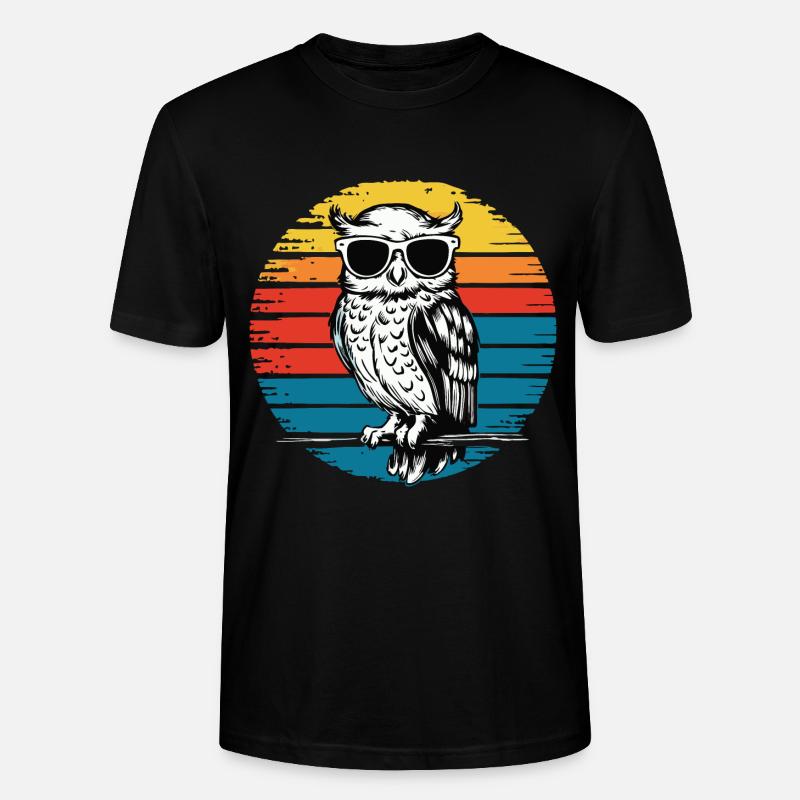 Nachteule Eule Eulen Vogel - Stanley/Stella Unisex Bio-T-Shirt CRAFTER - Schwarz