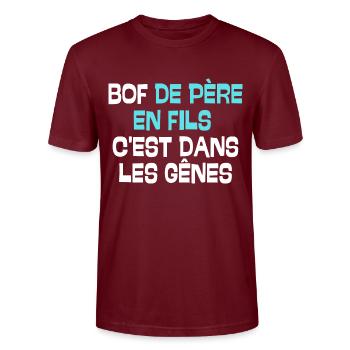 Bof de père en fils c'est dans les gènes - T-shirt bio CRAFTER Stanley Stella Unisexe - bordeaux - Devant - Alina (178cm) & Michal (187cm)