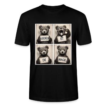 Teddybär – Kuscheln ist die Magie - Stanley/Stella Unisex Bio-T-Shirt CRAFTER - Schwarz - Vorne - Alina (178cm) & Michal (187cm)