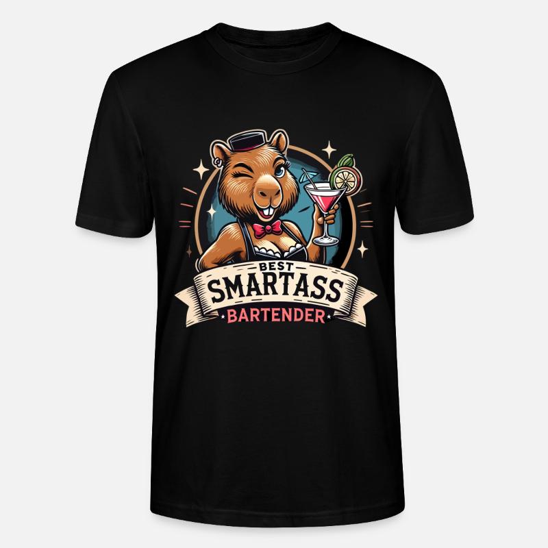 Barman Barmaid Capybara Capy Gift - T-shirt bio CRAFTER Stanley Stella Unisexe - noir