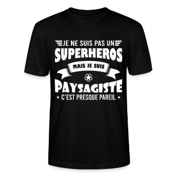 Paysagiste cadeau humour paysagiste - T-shirt bio CRAFTER Stanley Stella Unisexe - noir - Devant - Alina (178cm) & Michal (187cm)