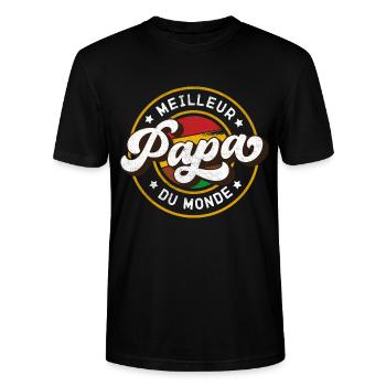 Meilleur Papa du Monde Vintage Style - T-shirt bio CRAFTER Stanley Stella Unisexe - noir - Devant - Alina (178cm) & Michal (187cm)