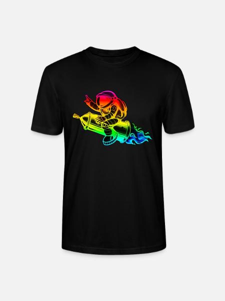 Graffiti astronaute avec fusée de bombe aérosol - T-shirt bio CRAFTER Stanley Stella Unisexe - noir