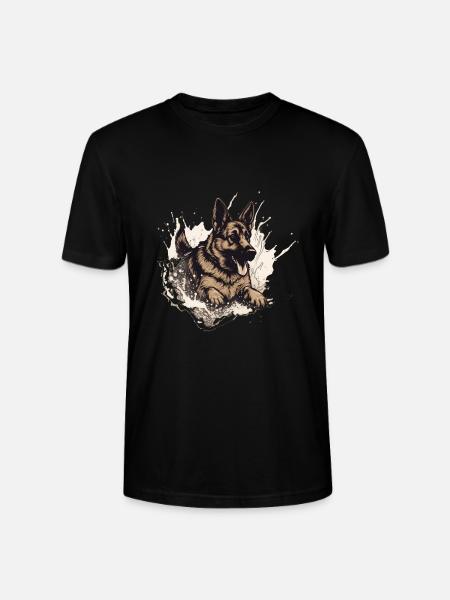 German-shepherd Dock-Diving into Water - Stanley/Stella CRAFTER Unisex Organic T-Shirt - black