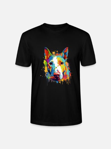 Buntes Bullterrier-Kunstdesign - Stanley/Stella Unisex Bio-T-Shirt CRAFTER - Schwarz