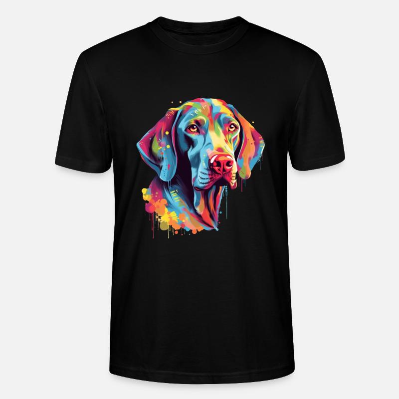 Bunter Weimaraner - Stanley/Stella Unisex Bio-T-Shirt CRAFTER - Schwarz