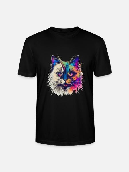 Bunte Birmakatze - Stanley/Stella Unisex Bio-T-Shirt CRAFTER - Schwarz