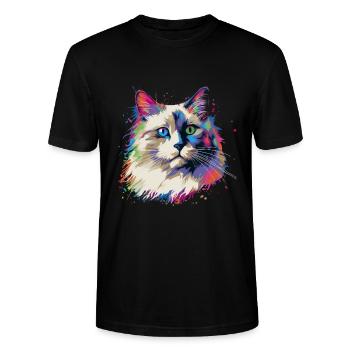 Bunte Ragdoll Katze - Stanley/Stella Unisex Bio-T-Shirt CRAFTER - Schwarz - Vorne - Alina (178cm) & Michal (187cm)
