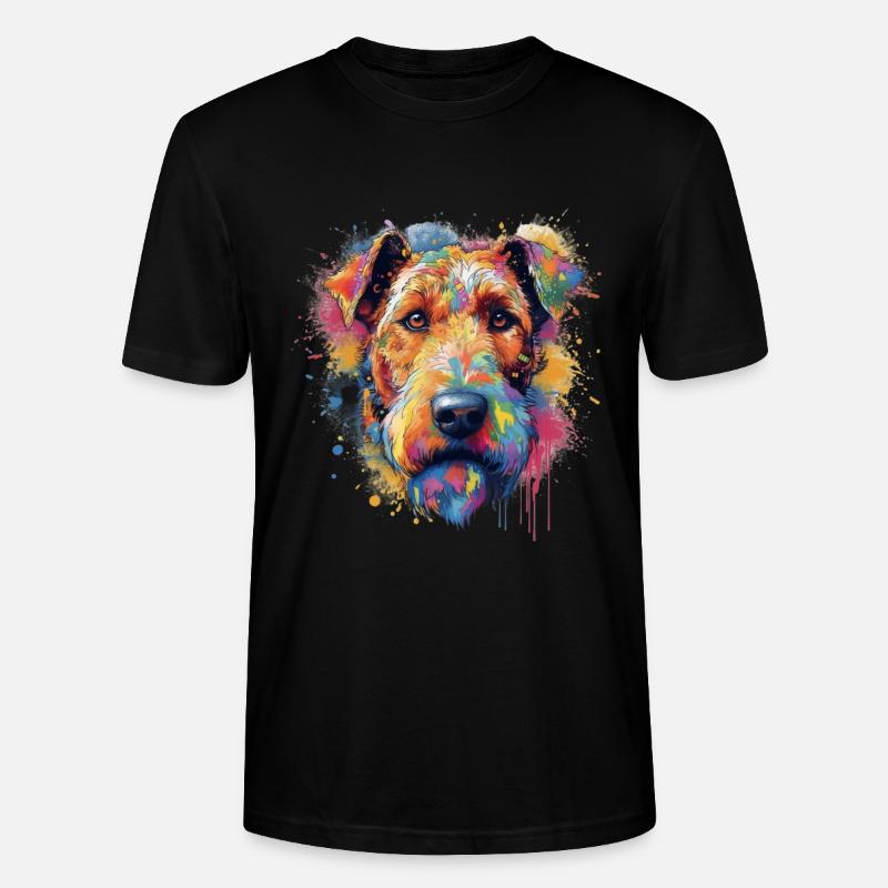 Bunte Airedale-Terrier - Stanley/Stella Unisex Bio-T-Shirt CRAFTER - Schwarz