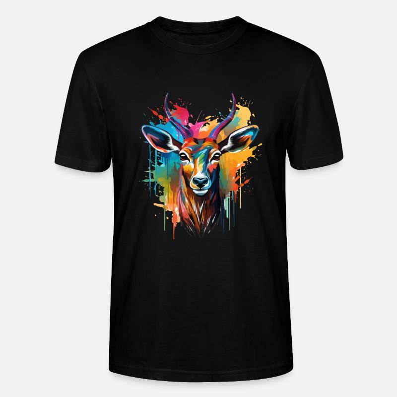 Buntes Impala Farbkleckse Farbspritzer - Stanley/Stella Unisex Bio-T-Shirt CRAFTER - Schwarz