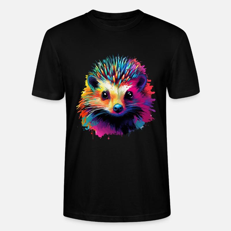 Bunter Igel Farbkleckse Farbspritzer - Stanley/Stella Unisex Bio-T-Shirt CRAFTER - Schwarz
