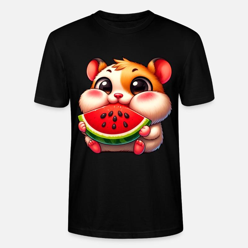 Cute Cartoon Hamster Melon - Stanley/Stella Unisex Bio-T-Shirt CRAFTER - Schwarz