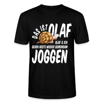 Laufshirt Jogging joggen Laufen Schnecke langsam - Stanley/Stella Unisex Bio-T-Shirt CRAFTER - Schwarz - Vorne - Alina (178cm) & Michal (187cm)