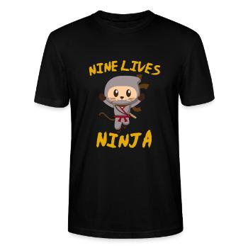 Cats Ninja animal - Stanley/Stella CRAFTER Unisex Organic T-Shirt - black - Front - Alina (178cm) & Michal (187cm)