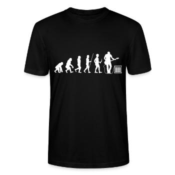 Bassist Evolution Bass Guitar Gift Bassists - T-shirt bio CRAFTER Stanley Stella Unisexe - noir - Devant - Alina (178cm) & Michal (187cm)