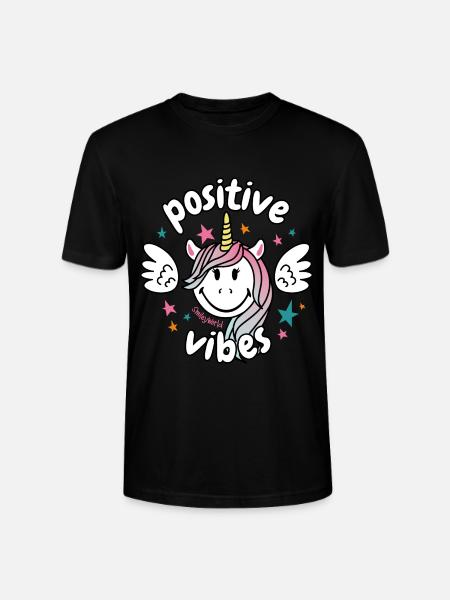 SmileyWorld smilende enhjørning positive vibes - Stanley Stella CRAFTER unisex økologisk-T-shirt - sort