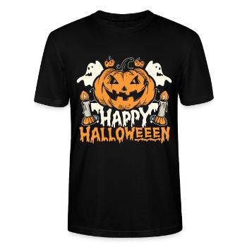 Joyeux halloween - T-shirt bio CRAFTER Stanley Stella Unisexe - noir - Devant - Alina (178cm) & Michal (187cm)