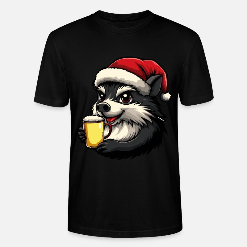 hérisson Noël bière drôle - T-shirt bio CRAFTER Stanley Stella Unisexe - noir