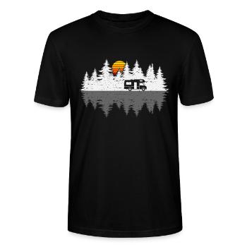 Wohnmobil Camping Wald Natur Camper Bäume - Stanley/Stella Unisex Bio-T-Shirt CRAFTER - Schwarz - Vorne - Alina (178cm) & Michal (187cm)
