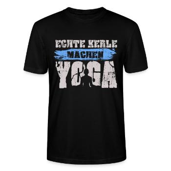 Echte Kerle machen Yoga: Yoga Männer - Stanley/Stella Unisex Bio-T-Shirt CRAFTER - Schwarz - Vorne - Alina (178cm) & Michal (187cm)