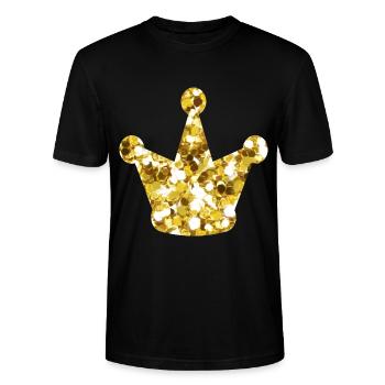 Kongekrone guld - Stanley Stella CRAFTER unisex økologisk-T-shirt - sort - Foran - Alina (178cm) & Michal (187cm)