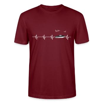 Boat heart line - Stanley/Stella CRAFTER Unisex Organic T-Shirt - burgundy - Front - Alina (178cm) & Michal (187cm)