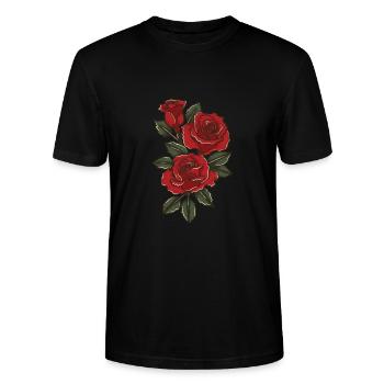 Rote Rosen - Stanley/Stella Unisex Bio-T-Shirt CRAFTER - Schwarz - Vorne - Alina (178cm) & Michal (187cm)