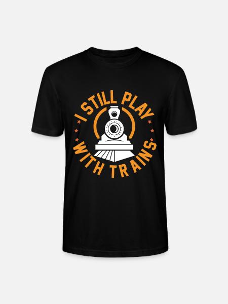 Train lover plays with railway - Stanley/Stella CRAFTER Unisex Organic T-Shirt - black