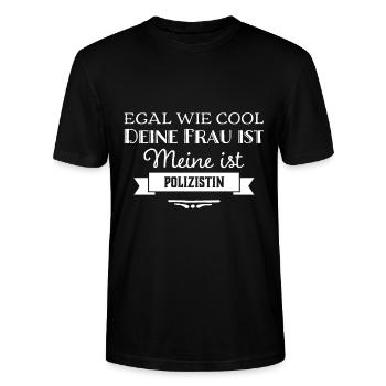 MEINE FRAU IST POLIZISTIN - Stanley/Stella Unisex Bio-T-Shirt CRAFTER - Schwarz - Vorne - Alina (178cm) & Michal (187cm)