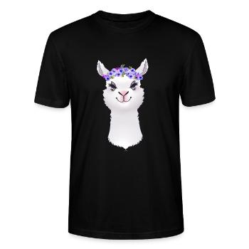 Lama Alpaka Tier - Stanley/Stella Unisex Bio-T-Shirt CRAFTER - Schwarz - Vorne - Alina (178cm) & Michal (187cm)