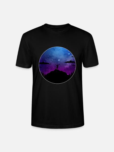 Hiking Mountains Stars Galaxy - Stanley/Stella CRAFTER Unisex Organic T-Shirt - black