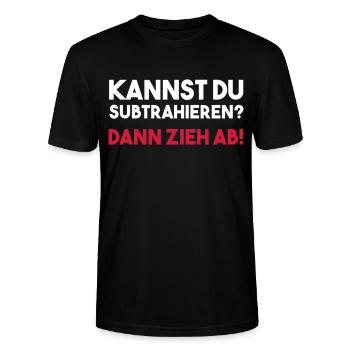 KANNST DU SUBTRAHIEREN? DANN ZIEH AB! Geschenk - Stanley/Stella Unisex Bio-T-Shirt CRAFTER - Schwarz - Vorne - Alina (178cm) & Michal (187cm)
