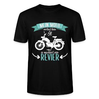 Mofa Moped Motorrad Zweitakt lustig Spruch - Stanley/Stella Unisex Bio-T-Shirt CRAFTER - Schwarz - Vorne - Alina (178cm) & Michal (187cm)