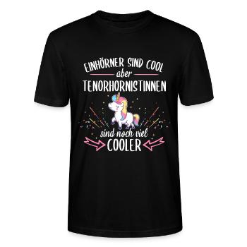 Tenorhorn Blasinstrument Tenorhornist Spruch - Stanley/Stella Unisex Bio-T-Shirt CRAFTER - Schwarz - Vorne - Alina (178cm) & Michal (187cm)