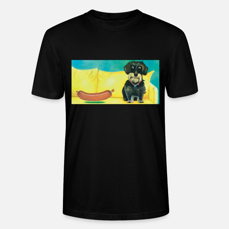 Hund mit Wurst - Moderne Malerei - Stanley/Stella Unisex Bio-T-Shirt CRAFTER - Schwarz